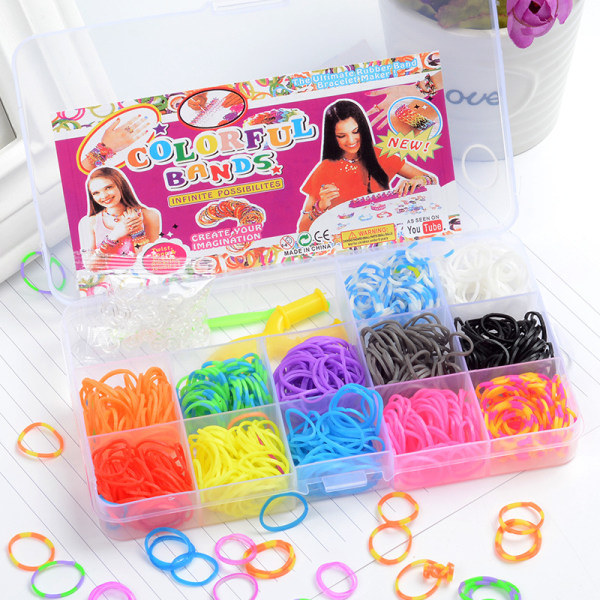 Vevebånd, fargerike vevebånd, vevstol for armbånd DIY gummibånd vevstolsett