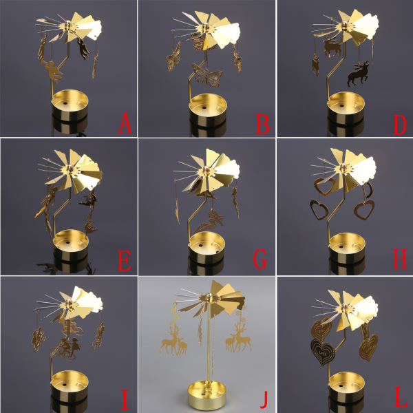 Roterande Ljusstake Metall Snurrande TeLjus Romantisk Ljusstake Ornament För Bröllop Fest Jul Festival Dekoration null - E
