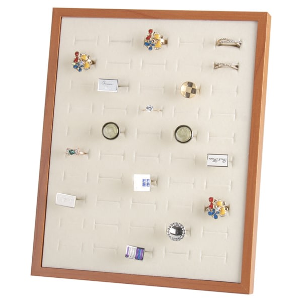 Elegant Ringdisplayhållare Vikbar Träram Örhängeshållare Smyckesförvaringsbricka Organizer Halsbandsställ för Visning null - A