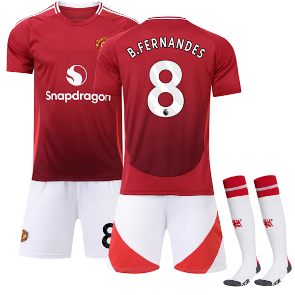 24-25 Manchester United Home Adult Football Kit No.8 B. Fernandes Adult XS