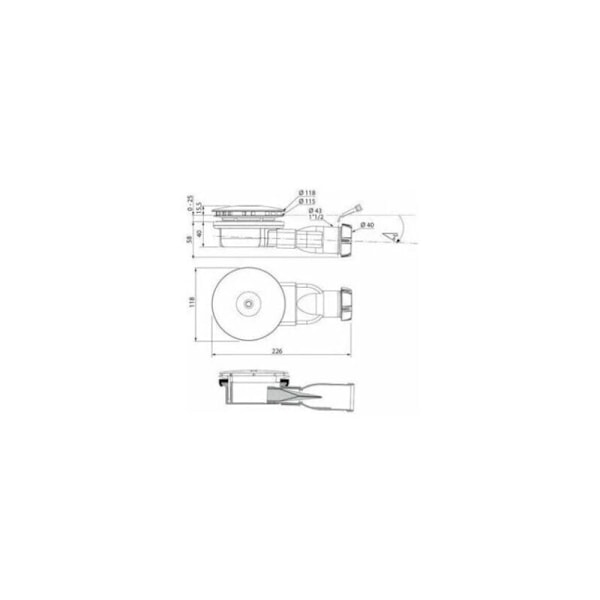 Extra-platt duschbrunnsdom abs 30720138, vit
