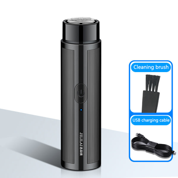 Mini USB sähköinen partakone Partakone Kannettava Pyörivä terä Parta S Musta Yksi koko Black One Size