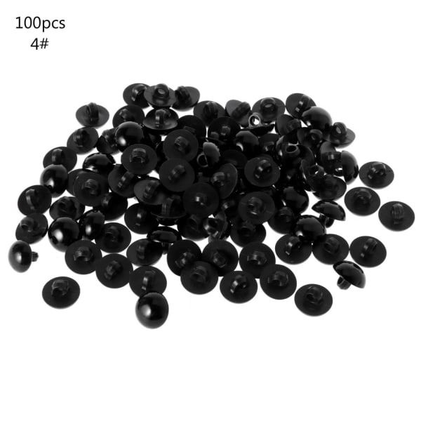 100x Sorte Shank-knapper DIY Øyeknapp for Dukke DIY Håndverk 9/10/11.5/12.5/1 12.5MM