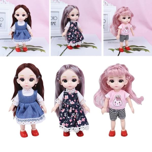 14 rörliga leder 1/12 Babydocka 3D-ögon Modeleksak Flickor Present DIY-tillbehör