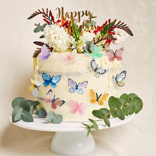 72 stykker farverige sommerfugle - kagepynt, sommerfugl-toppers, dekoration, cupcake-pynt Colorful butterfly-a