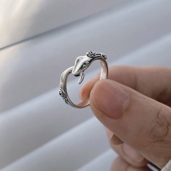 Ormformad Fingerring Man Kvinna Djur Punk Ring Justerbar Öppen Ring null - 1