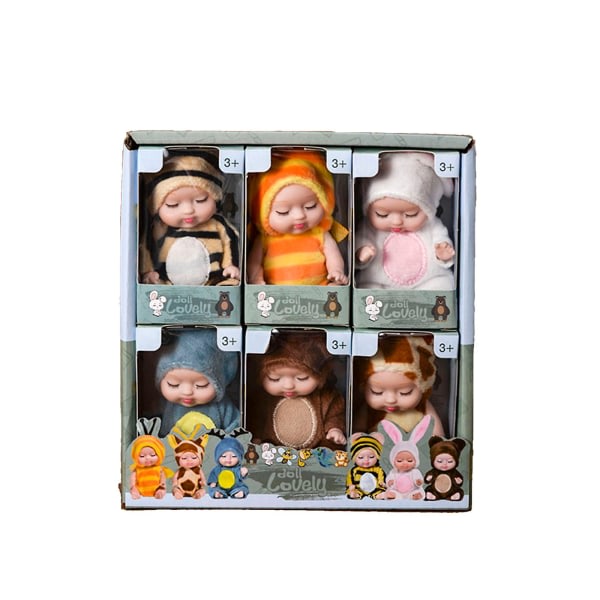 6st Reborn Baby Dolls - 4,3 tum Realistisk nyfödda mjuka baby Tecknad leksak for barn CMK