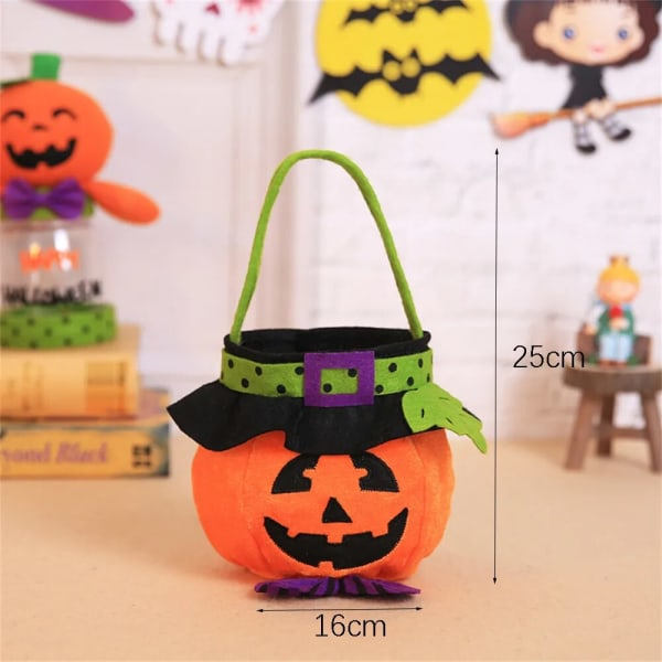 Halloween-karkkipussit Piirretty Kurpitsa Noita Haamu Kädessä pidettävä lahjapussi Temppu vai herkku lapsille Halloween-juhliin Sisustusvarusteet 1 kpl C