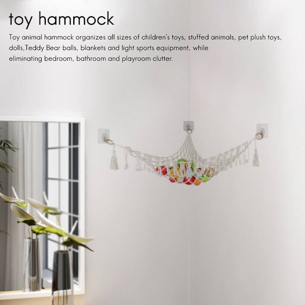 Boho Leksakshängmatta för Gosedjur, Förvaringsnät för Barn, Perfekt Present till Pojkar & Flickor