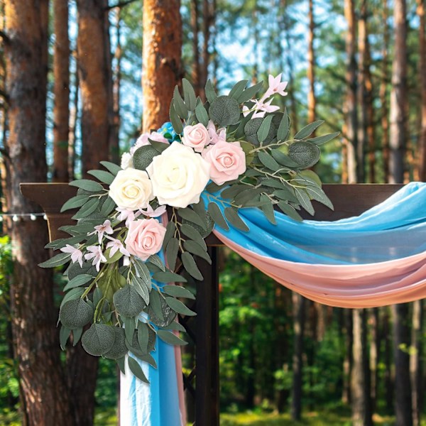 2-pak Kunstige Blomst Sværd til Bryllupper, Blomsterdekoration til Skilte og Baggrunde Pink