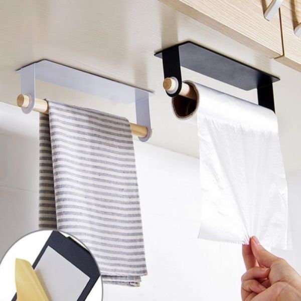 Magneettinen metallipaperipyyhkeenpidike, ilman porausta, musta