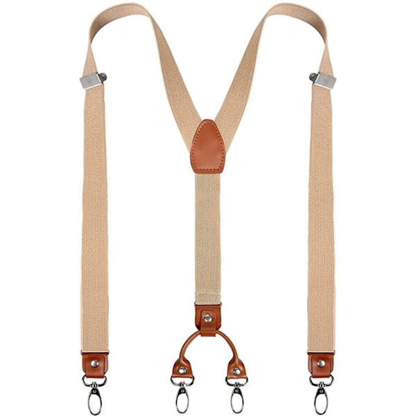 Bukseseler Y-rygg Justerbare Skjortestropper Klips A04 Beige