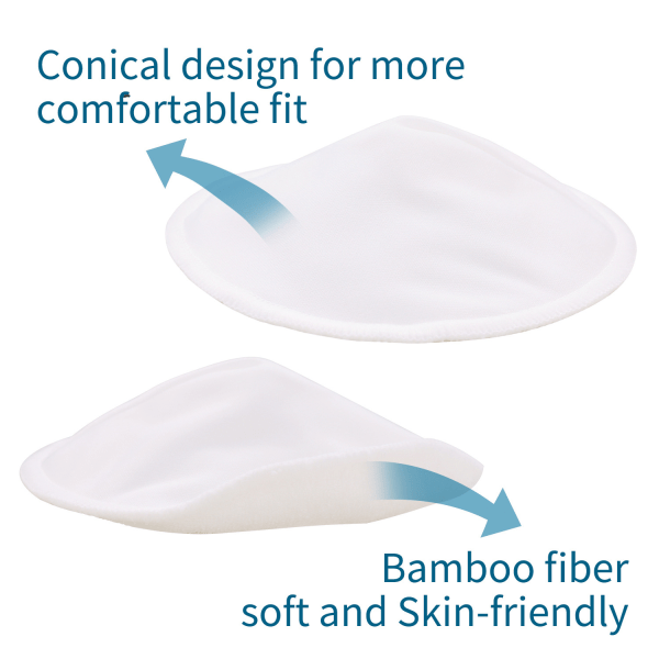 Pakke med 14 | Gjenbrukbare ammeinnlegg med oppbevaringspose, ammeinnlegg for morsmelk tykkere lekkasjesikre bambusfiber Postpartum Coni