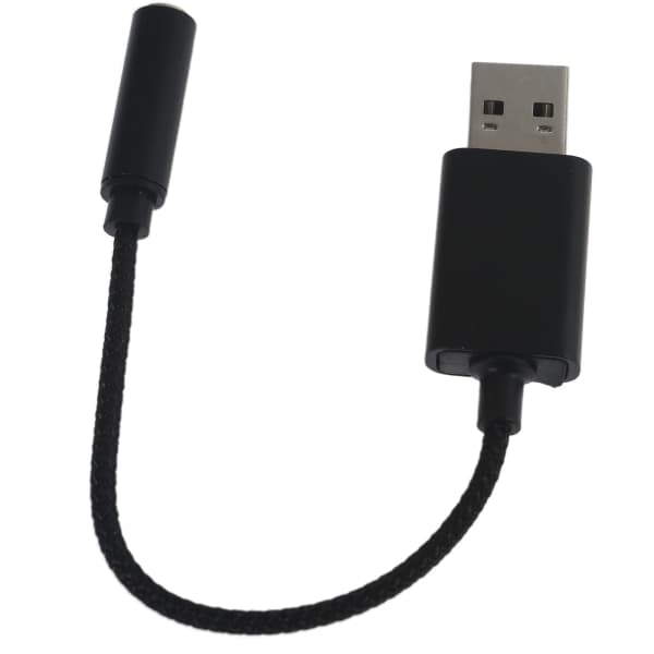 USB til 3,5 mm Jack Audio Adapter, USB til Aux Kabel med TRRS 4-polet Mikrofon Understøttet Sort