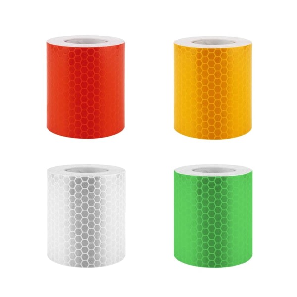 Reflekstape, 4 stk reflekterende advarseltape, reflekterende advarselklistermærker til sikkerhedspåmindelse, Vandafvisende reflekterende tape, rød, gul, hvid, grøn