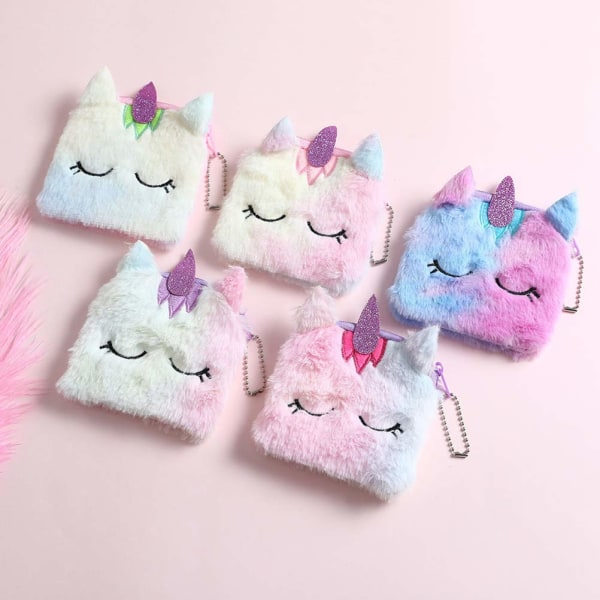 Tegnet Unicorn Plys Pung Sød Pung til Pige Nøglepung Hovedtelefon Gave Pink Pink