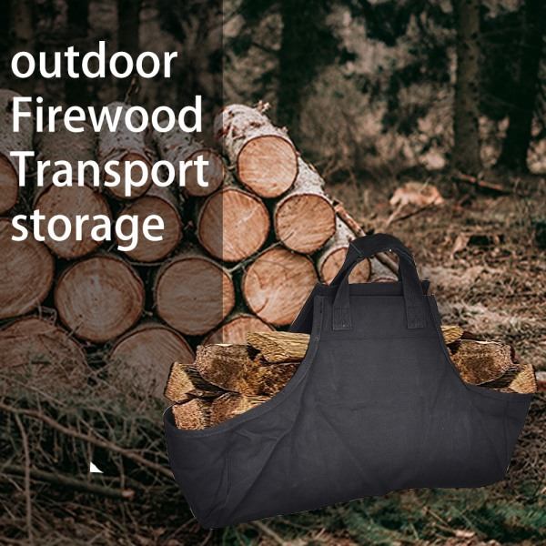 Vedkorg Utomhus Tygväska Husdjursväska Canvas BBQ Vedförvaringsväska Camping Vedhög Eldpåse 2