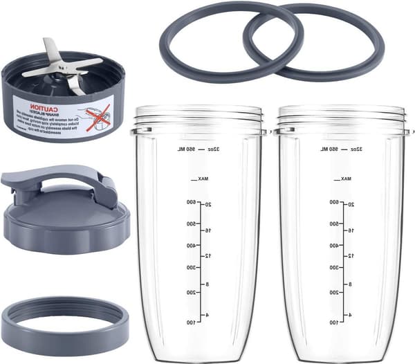 Blenderkopp och bladbytesats, 32 oz stor kopp med lock, passar NutriBullet 600w/900w
