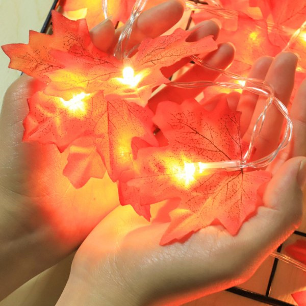 Höstdekorationer, 20 lönnlöv ljus 20 LED