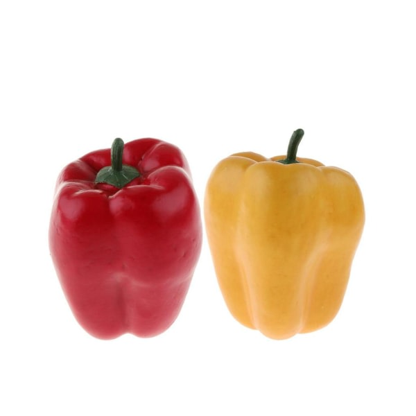 2-pack röd och gul konstgjord paprika Faux grönsaksfesttillbehör för visning av konstgjorda grönsaker