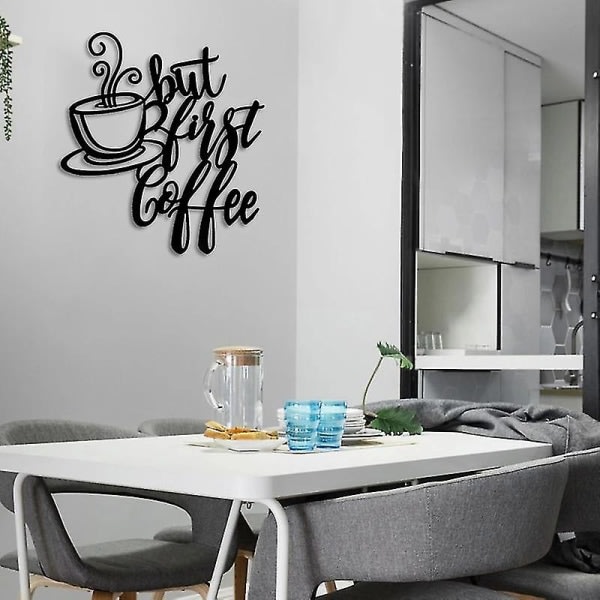 Väggdekor prydnad metall ihåligt kaffe brev hängande konst dekoration men först kaffe för hem bar