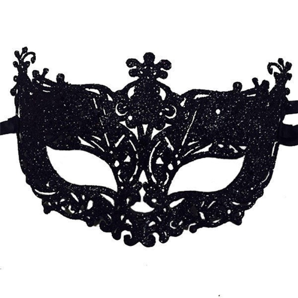 Lyxig venetiansk maskeradmask Kvinnor Flickor Sexig Fox Eye Mask F Svart ONESIZE Black ONESIZE