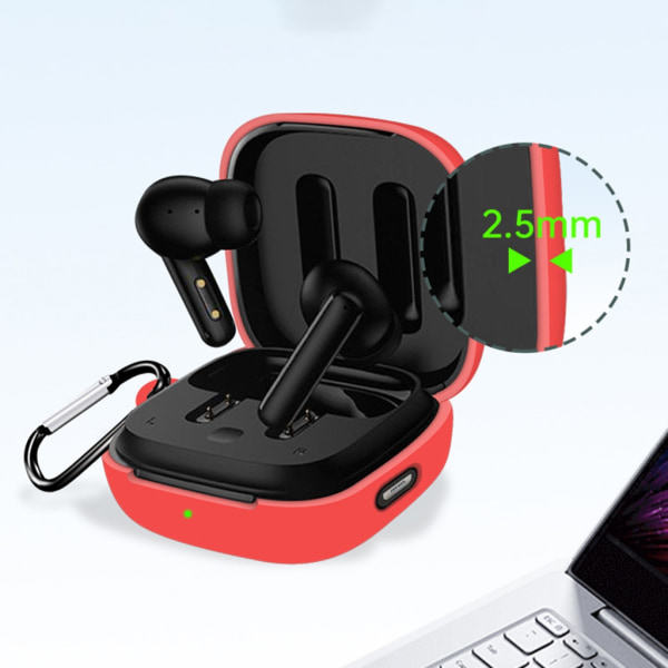 Dammtätt etui for QCY T13ANC hodetelefonetui Anti-fallbeskyttelse Høy elastisk oppbevaringsboks Headsetvesker Hvit White