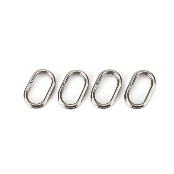 100 stk rustfritt stål ovale delte ringer Svingbar Snap fiskeutstyrskontakt (9x15mm)