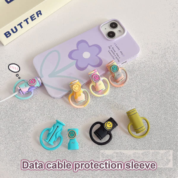 2 i 1 datakabelskydd, sött djurkabelskydd Laddkabelskydd för USB matkapuhelimeen ja surfplattor datalinjer