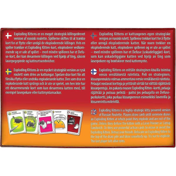 Exploding Kittens - Korttipeli | Perheille sopiva juhlapeli | Venäläinen ruletti | Saksa | Tanska |