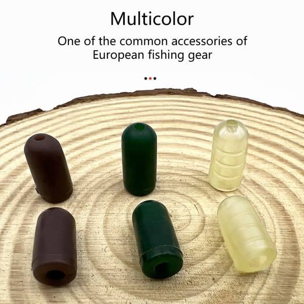 50 stk Bløde Plast Fiskeperler 12 mm Cylinderformet Flydende Fiske Rigging Perler Fiske Lokkeperler Fiskesnor Perler Brun