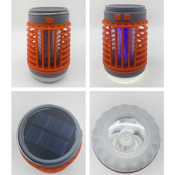1. aurinkoinen hyttys USB-valo vedenpitävä hyönteinen kärpäsen valoansa taskulamppu orange 1pcs