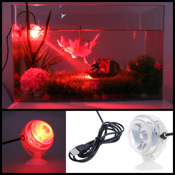 LED Aquarium Light Nedsenkbare Fish Tank Lamps Vanntett Mini Lampe Spotlight Grønn