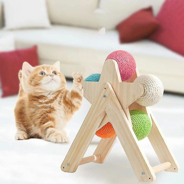 Kattklösare Leksak Kattunge Skrapstolpe Inbyggda bollar Sisal Kattklösare Boll leksak med inverterad
