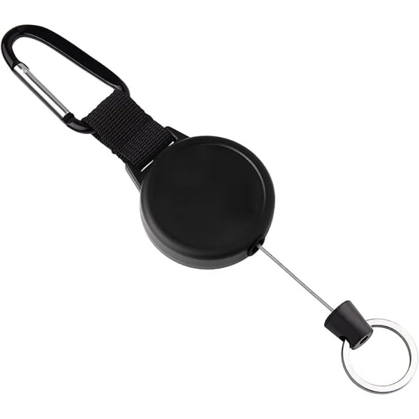 Kedjerulle med 60 cm stålkabel för bälte, märkeshållare, dragrulle [svart]