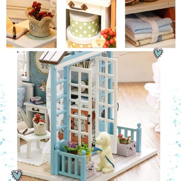 DIY-Nukkekodin Rakennussarjat Nukkekodin Käsityölelu Kalusteilla Mini Puinen Talo Miniatyyrihuone Käsityölelu Lapsille Aikuisten - C