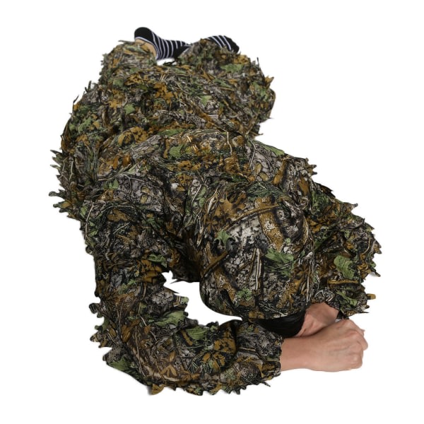 Kamouflage 3D Lövigt Ghillie Suit Djungel Skog Jaktkamo Poncho Kappa liten