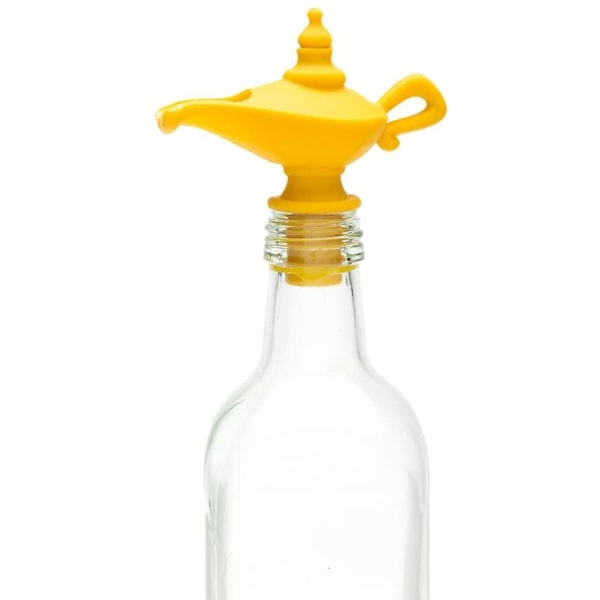 Design | Silikon vinflaskeholder og -propp, gul, 8 X 9 X 4,5 cm