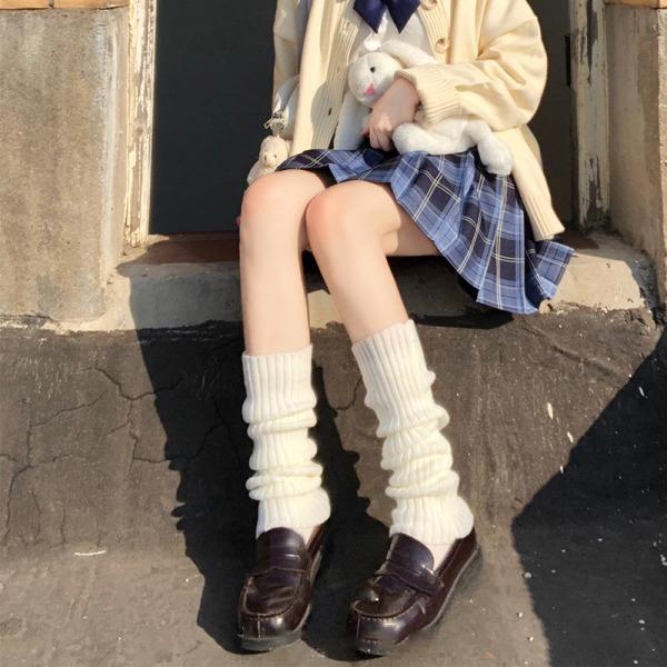 Dam Lolita strømper Søde piger Pile Pile Strømper Benvarmere Bold Hvid One size White One size