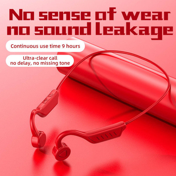 Benledning Trådlösa hörlurar Bluetooth öronmonterade stereoheadset Öronkrok Sports Business hörlurar Röd Röd
