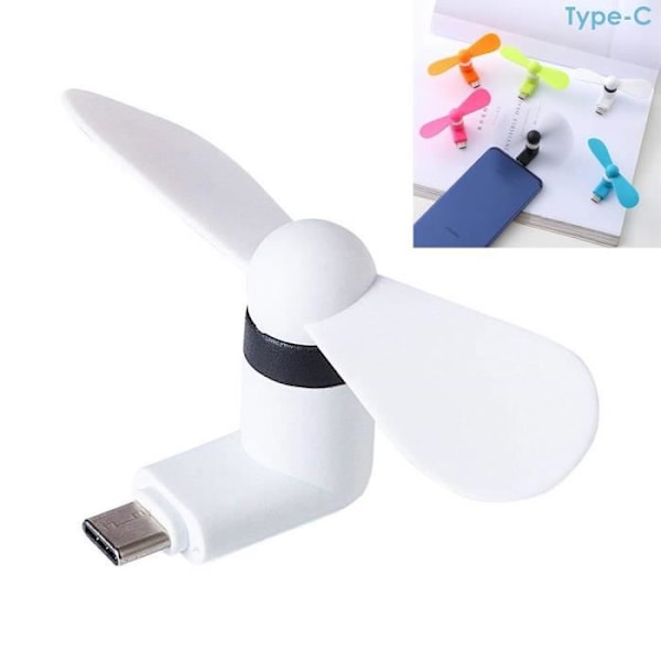 Mini Tuuletin - E.F.CONNECTION - USB Type-C - Kannettava - Hiljainen - 8,5 cm halkaisija, valkoinen