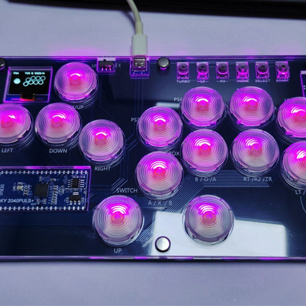 14-Knap Arcade Joystick Fight Stick Mekanisk Knap Spil Controller til Hitbox PC null - Transparent grå knap