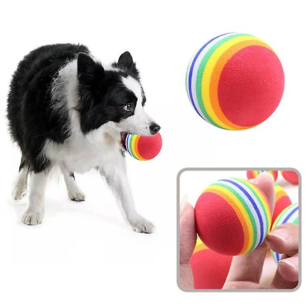 5 stycken husdjur regnbåge boll svamp boll mjuk skum interaktiv husdjur leksak, katt leksak boll