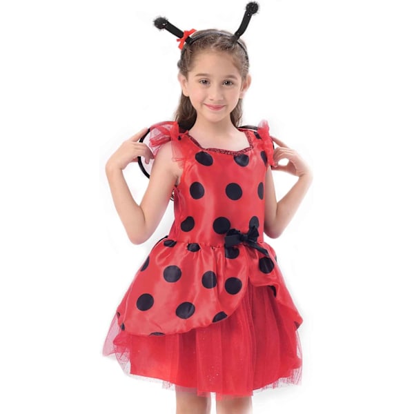 Leppäkerttu-asu tytölle, baletti-leppäkerttu-asu eläinaiheisella hameella, tyllihame siivillä syntymäpäiville Cute dress 3-4 years