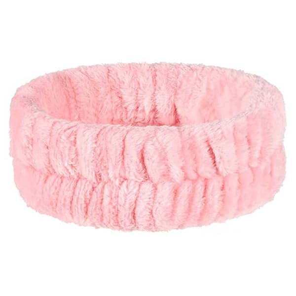 Makeup-hårbånd Blødt strækbart hårbånd til ansigtsvask, hudpleje og makeup, pink