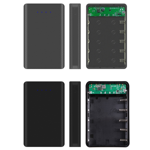 Tee-se-itse 5x18650 akkukotelo indikaattorilla Power Bank -kotelo Kuori Kannettava ulkoinen laatikko ilman akkua Powerbank Protect Musta