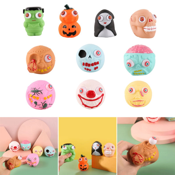 Myk leke Mini Squishy Skull Head Toy Squishy FidgetToy Squishy Soft Squeeze Stress Reliever Leksak for barn og voksne Lyseblå