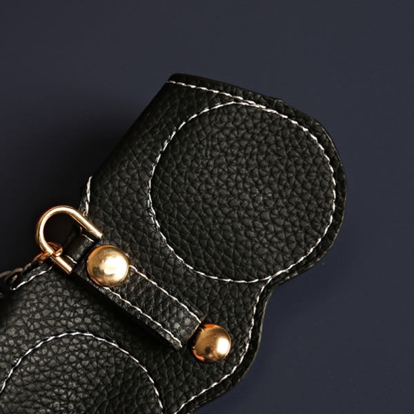 Bärbar mjukt läder Snap Case Eye Box Förvaring Lättwe Black A3 Black A3
