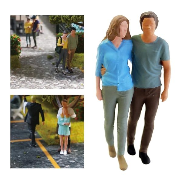 Skala 2x1:64 Handmålad miniatyrmodell Parfigurer Park Diorama Blå