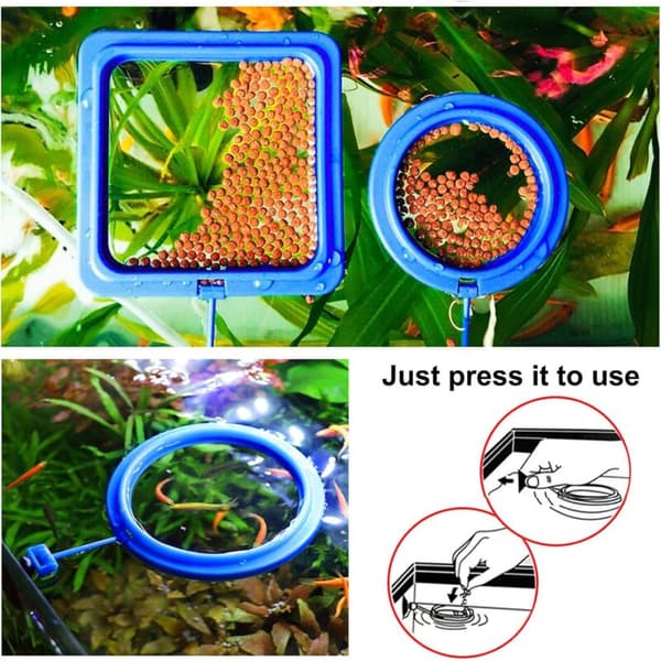 2-pack Fiskmatningsringar Akvarium Matare för Guppy Betta Guldfisk Blå